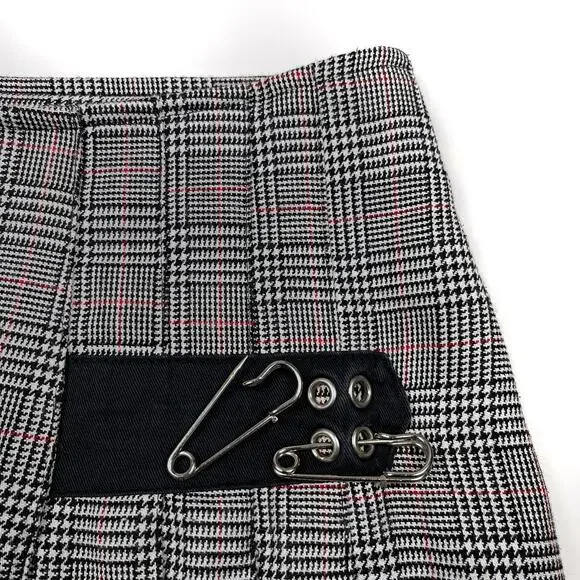 Y2K Serious Los Angeles Plaid Houndstooth Mini Skirt Small Vintage LA Clothing - Picture 12 of 16